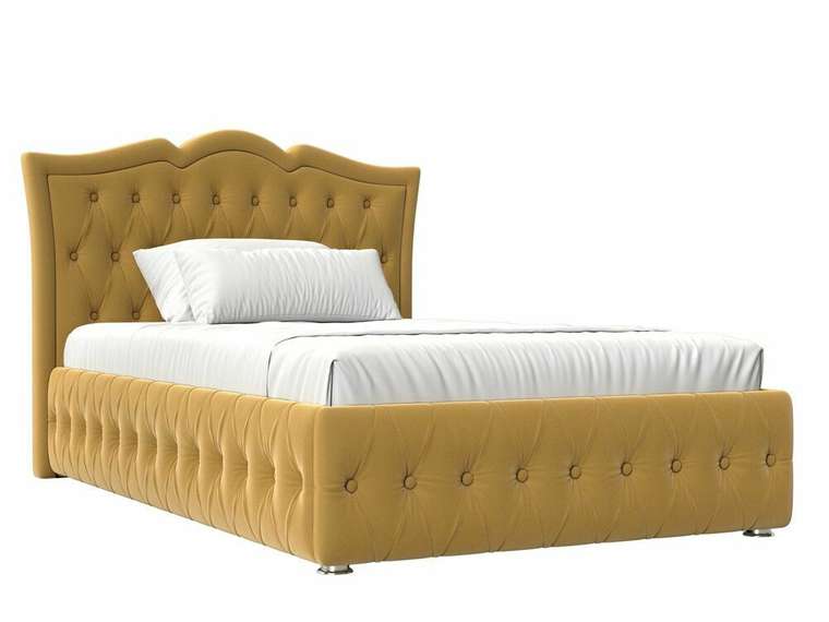 Кровать Герда 140х200 желтого цвета с подъемным механизмом 