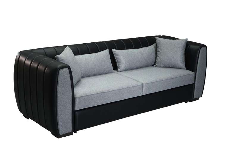 Прямой диван-кровать Стенли черно-серого цвета