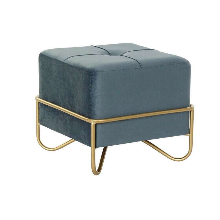 Пуф Синий Разноцветный Позолоченный Поролон Металл Деревянный MDF 42 x 42 x 38 cm