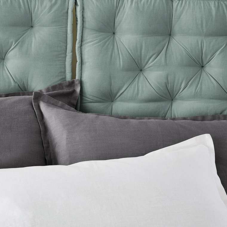 Подушка для изголовья кровати серо-зеленого цвета 50x70 