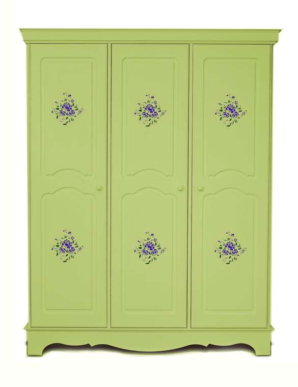 Шкаф трехстворчатый Belle Fleur Olive с объемным рисунком