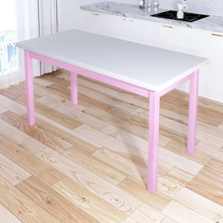 Стол обеденный Классика бело-розового цвета