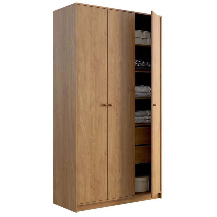 Распашной шкаф Wood бежевого цвета