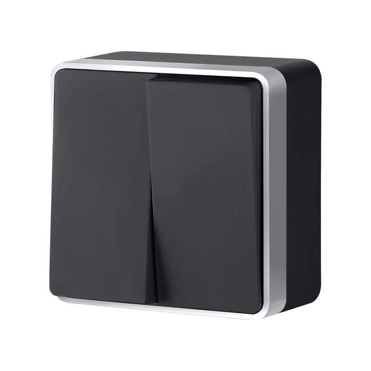 Выключатель двухклавишный Gallant черный с серебром W5020034 W5020034 Накладные механизмы Gallant черный с серебром