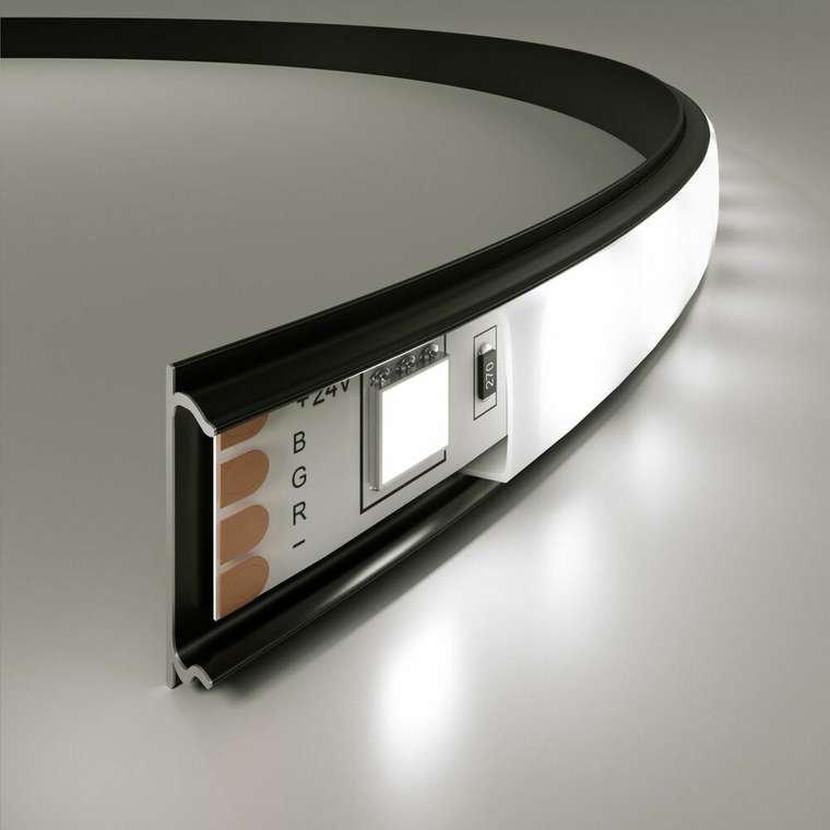 Гибкий алюминиевый профиль для светодиодной ленты черно-белого цвета