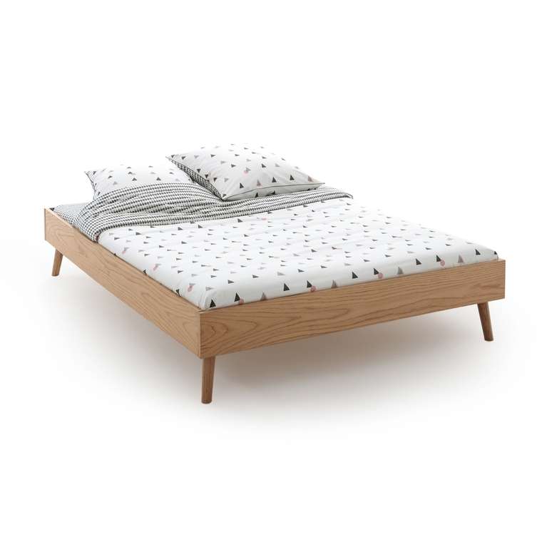 Кровать со спальным основанием Jimi 140x190 бежевого цвета