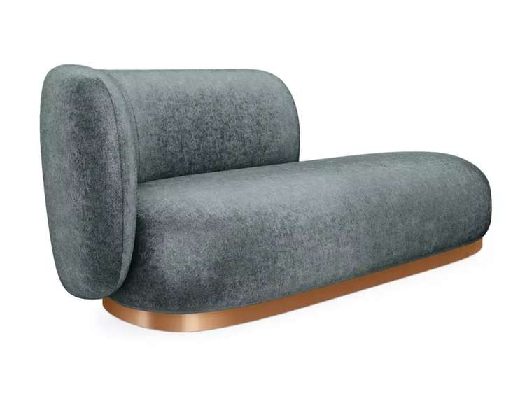 Кушетка-диван Lucca темно-зеленого цвета с металлической медной лентой левая