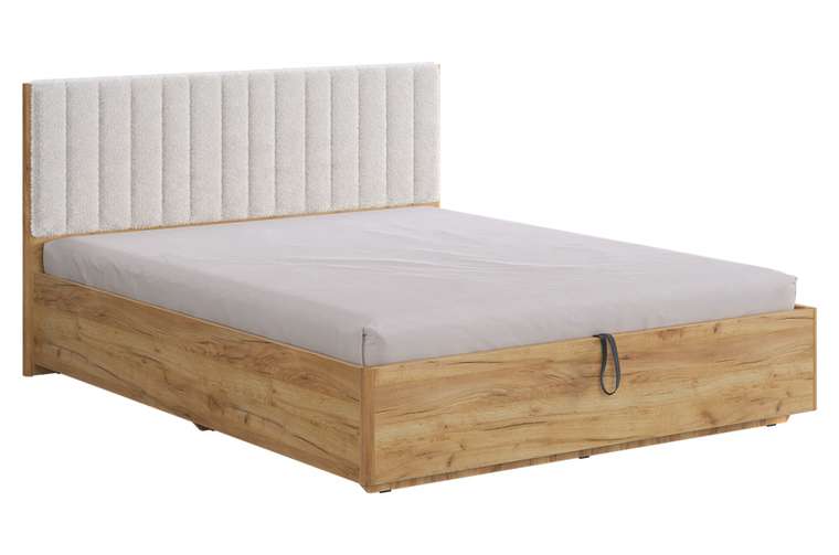 Кровать Юлия 140х200 бежево-серого цвета с подъемным механизмом