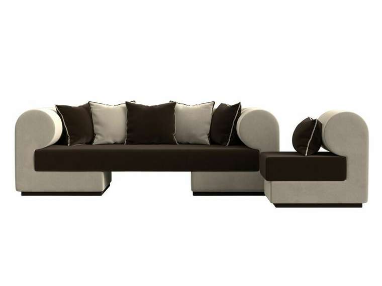 Набор мягкой мебели Кипр 2 бежево-коричневого цвета