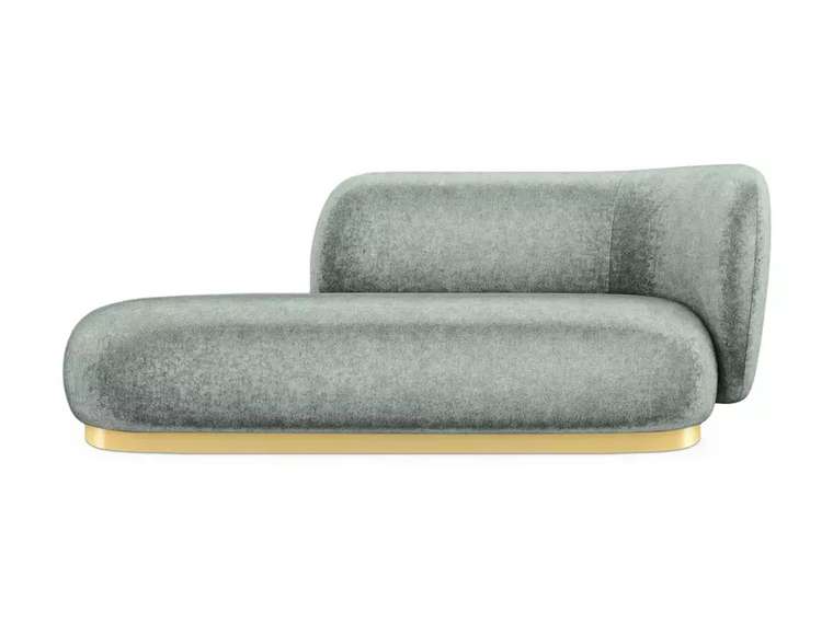 Кушетка-диван Lucca светло-зеленого цвета с металлической лентой золотого цвета правая