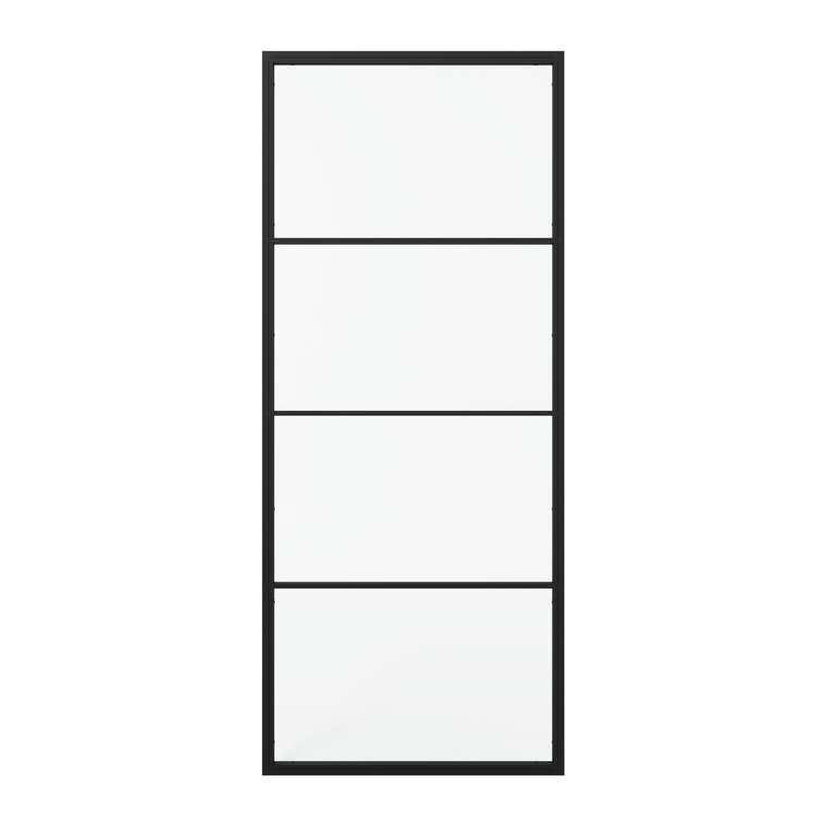 Металлическая перегородка Zonique 90х200 черного цвета с бесцветным стеклом