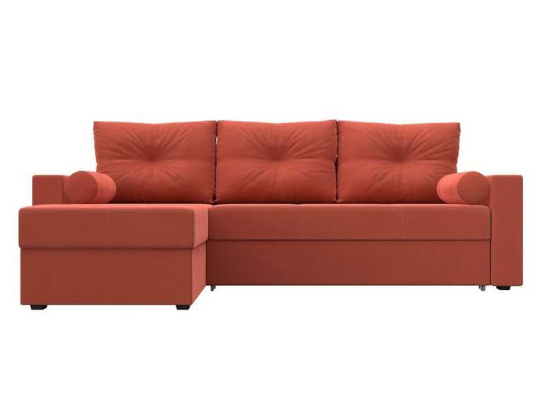 Угловой диван-кровать Верона кораллового цвета левый угол