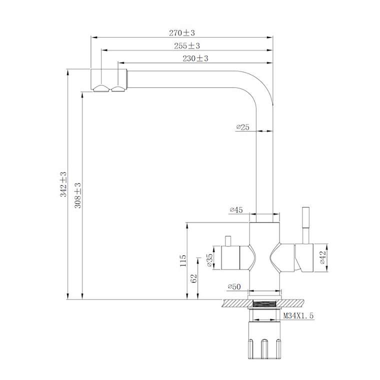 Смеситель для кухни с подключением фильтра Esko Kitchen K24 B, черный