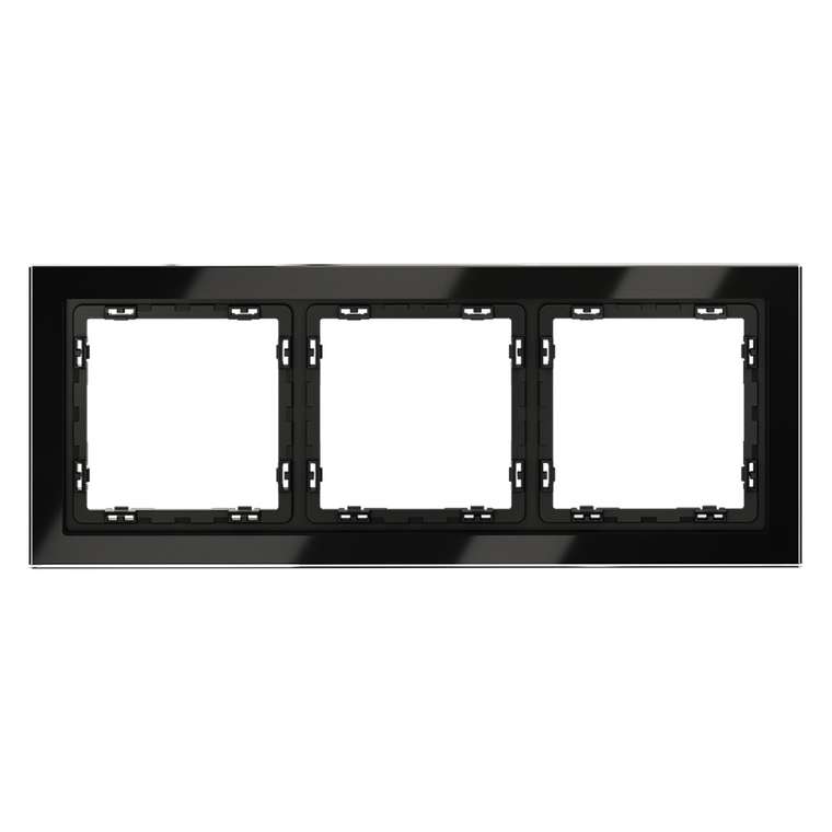 Рамка стеклянная VOLTUM S70 на 3 поста, (черный,стекло)