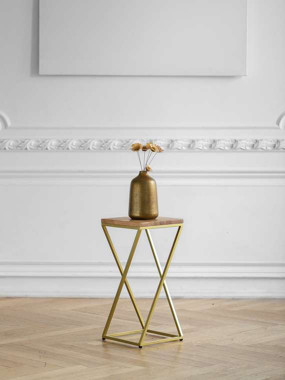 Столик для цветов Loft 60 коричнево-золотого цвета