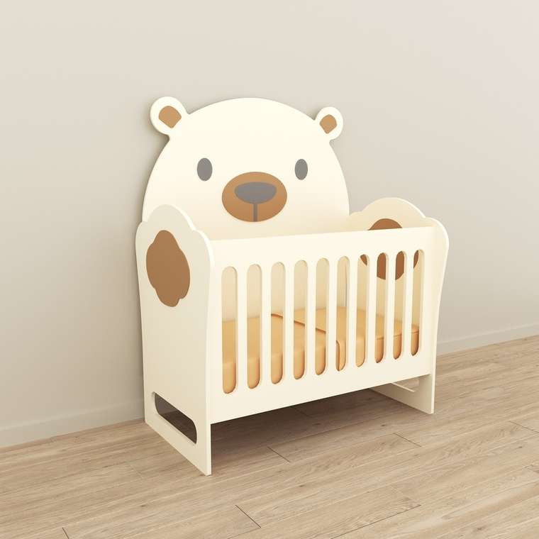 Кровать для новорожденных Мишка 60х120 бежевого цвета