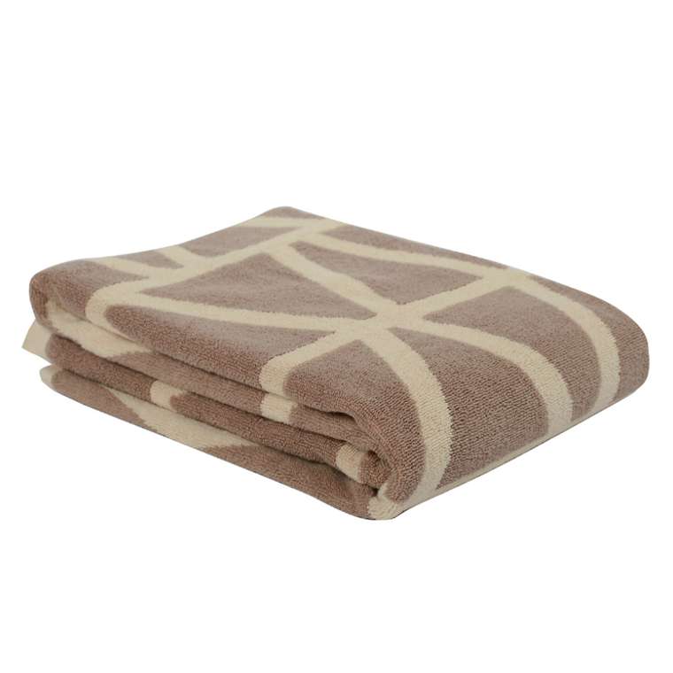 Жаккардовое банное полотенце Wild с авторским дизайном geometry коричнево-бежевого цвета