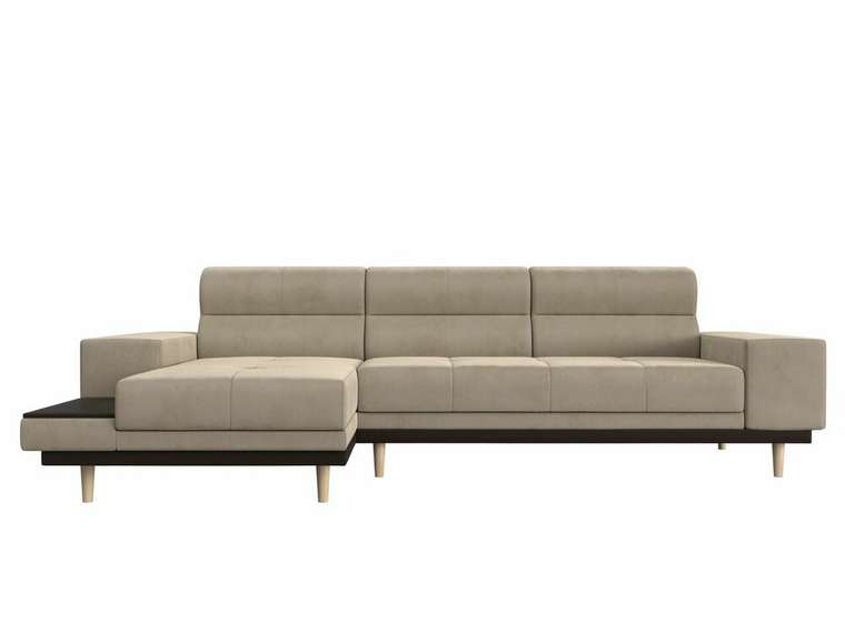 Угловой диван-кровать Леонардо бежевого цвета левый угол