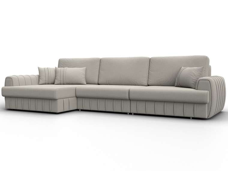 Угловой диван-кровать Лига-057 L Лонг светло-бежевого цвета левый