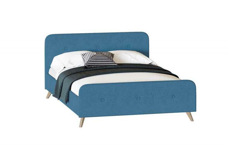 Кровать Сиерра 140х200 темно-голубого цвета без подъемного механизма