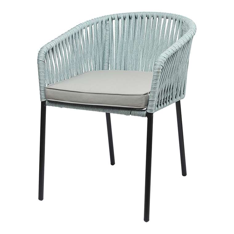 Садовый стул Reed голубого цвета с серой подушкой