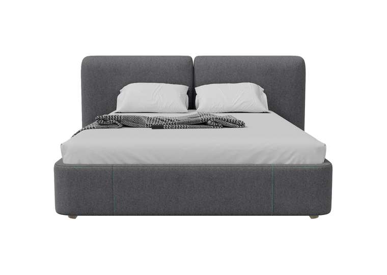 Кровать Hub Soft 160х200 серого цвета с подъемным механизмом