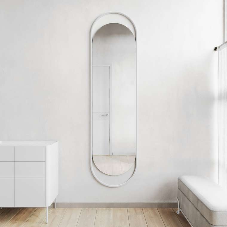 Дизайнерское настенное зеркало Evelix L в раме белого цвета
