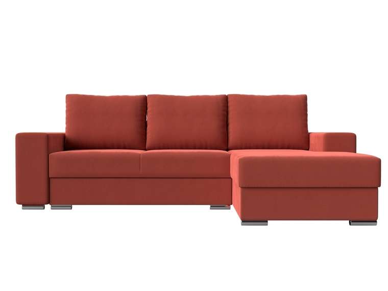 Угловой диван-кровать Дрезден кораллового цвета правый угол