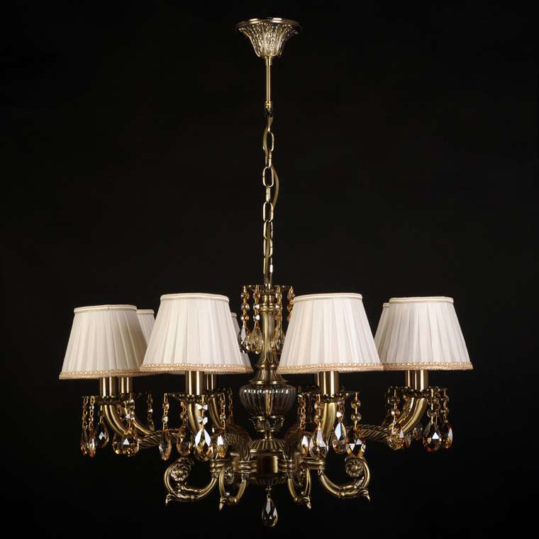 Подвесная люстра Sylvia L.8110-8BR CRISTAL-SHADE (ткань, цвет кремовый)