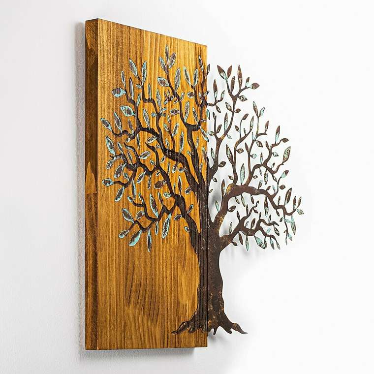 Настенный декор Дерево 60x58 коричневого цвета