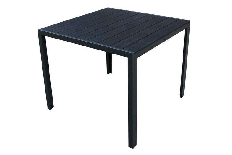 Стол квадратный из алюминия и полимера черного цвета