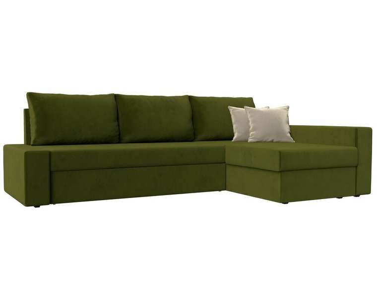 Угловой диван-кровать Версаль зеленого цвета правый угол