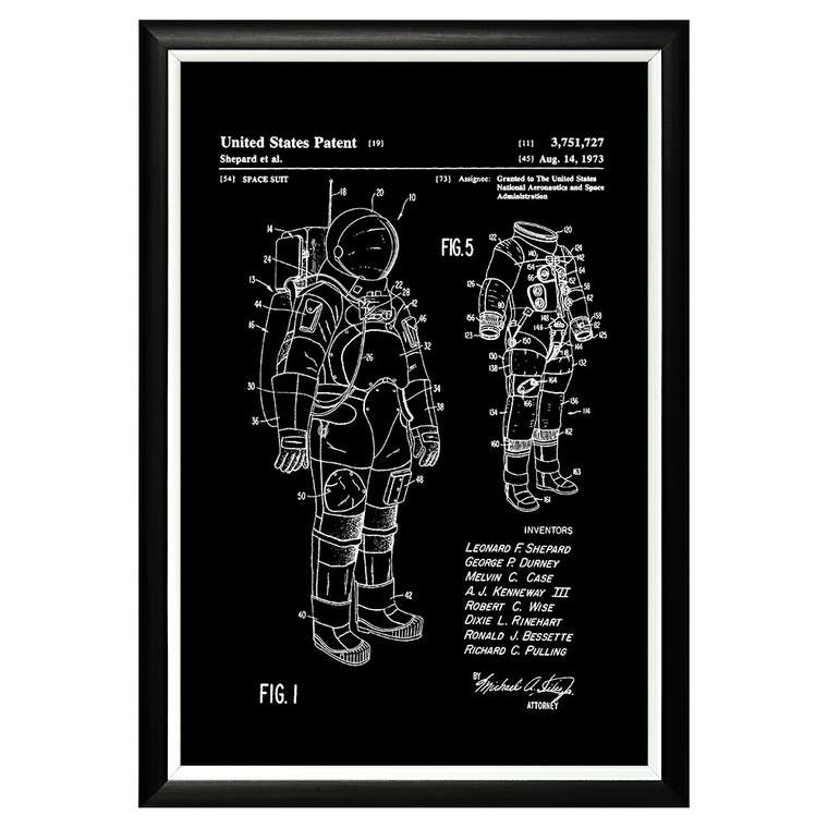 Арт-постер Патент на космический скафандр Аполлон 1973