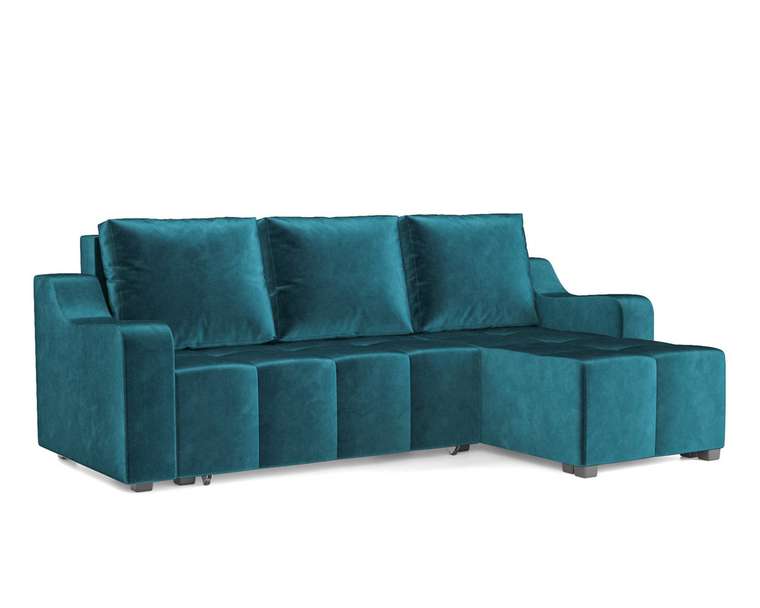 Угловой диван-кровать Берн сине-зеленого цвета