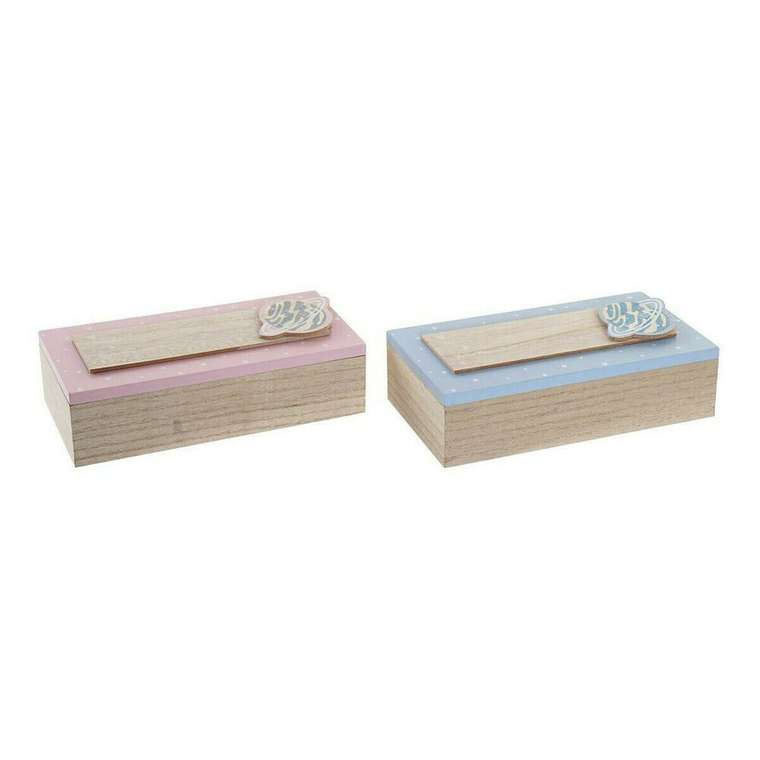 Декоративная коробка Натуральный Алюминий Деревянный MDF 22 x 6 x 9 cm (2 штук) (1 штук)