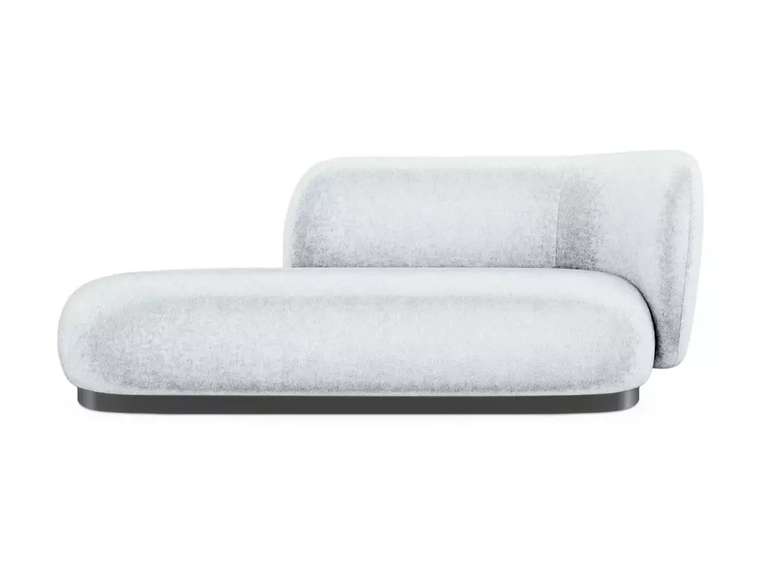 Кушетка-диван Lucca белого цвета с металлической лентой графитового цвета правая 