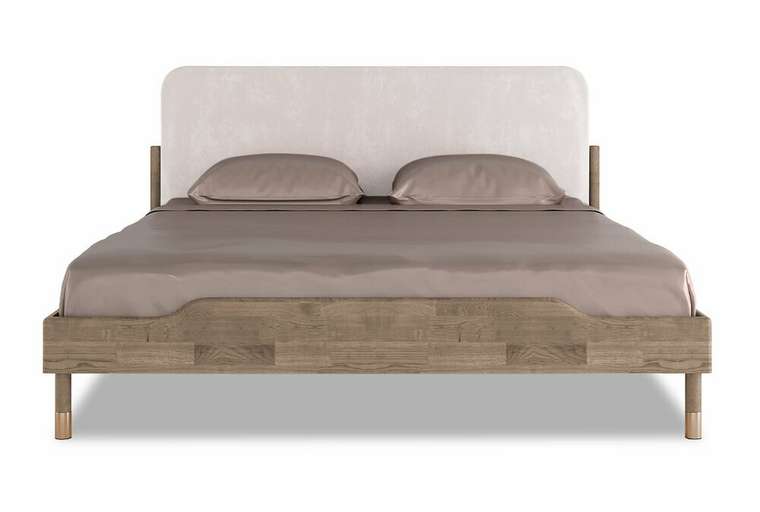 Кровать Меридиан 160x200 с изголовьем бежевого цвета без основания