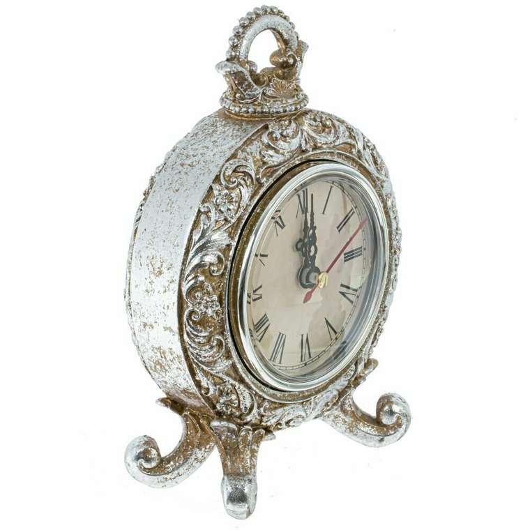 Часы настольные декоративные серебряного цвета