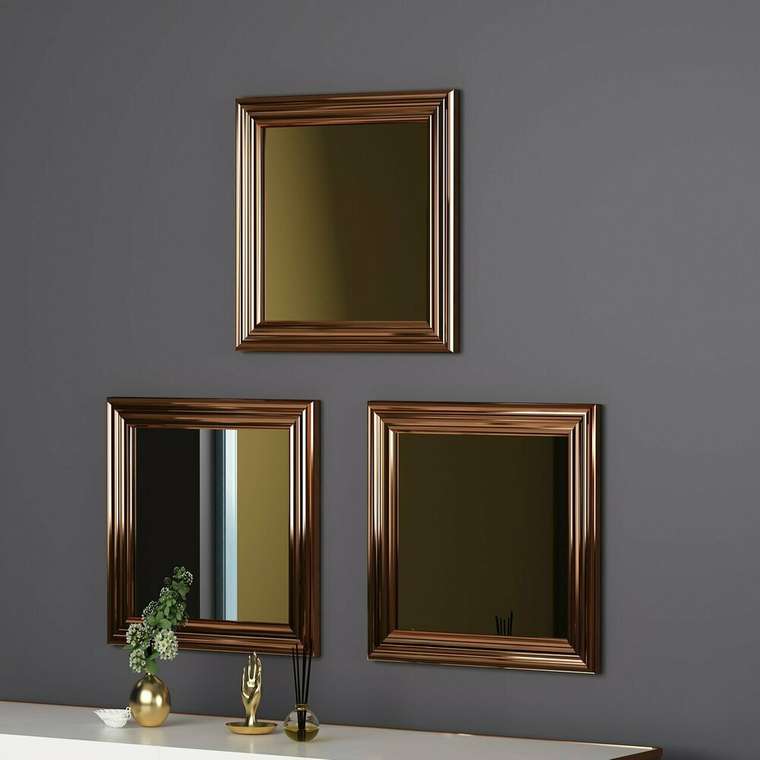 Набор их трех зеркал Decor 40х40 в раме бронзового цвета