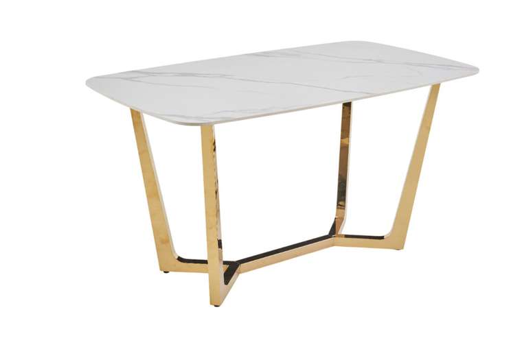 Обеденный стол Ланс бело-золотого цвета