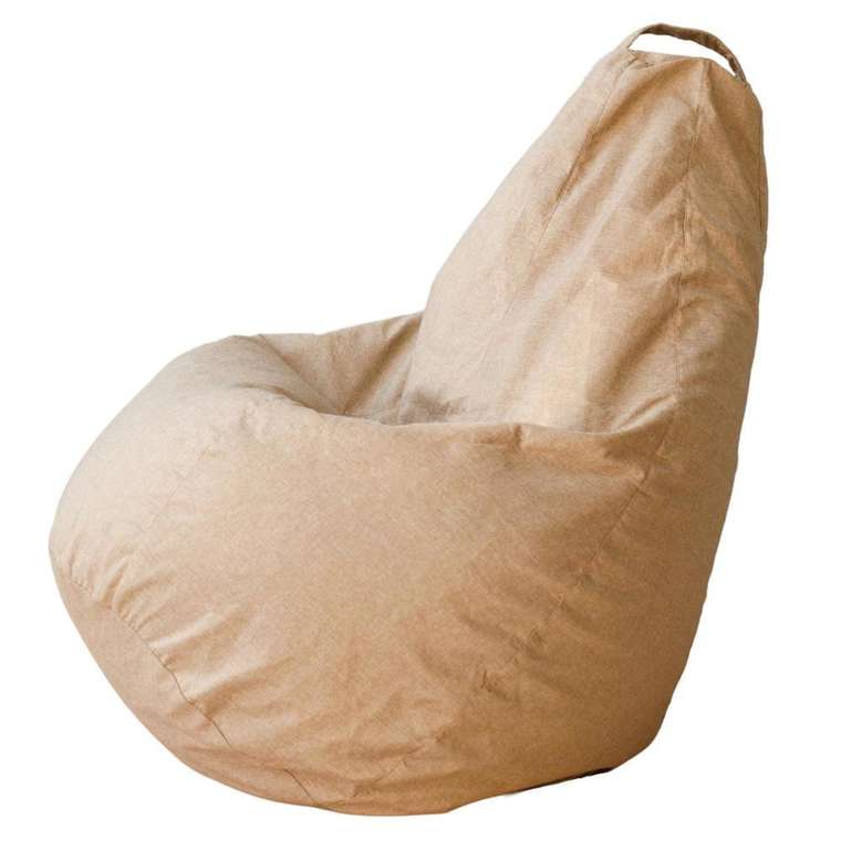 Кресло-мешок Груша L в обивке из рогожки бежевого цвета
