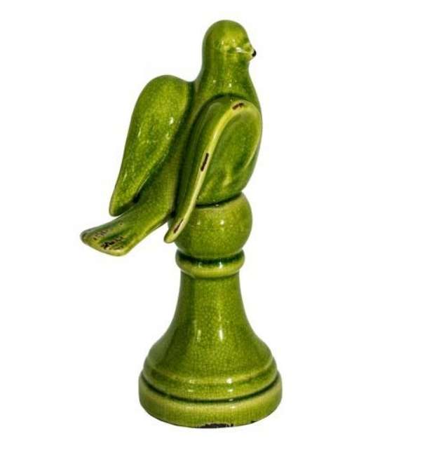 Статуэтка декоративная Птичий переполох зеленого цвета 
