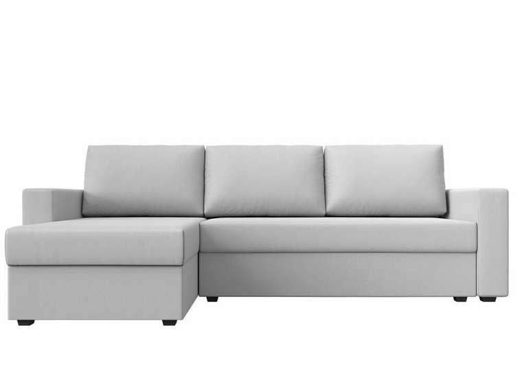 Угловой диван-кровать Траумберг Лайт белого цвета левый угол (экокожа)