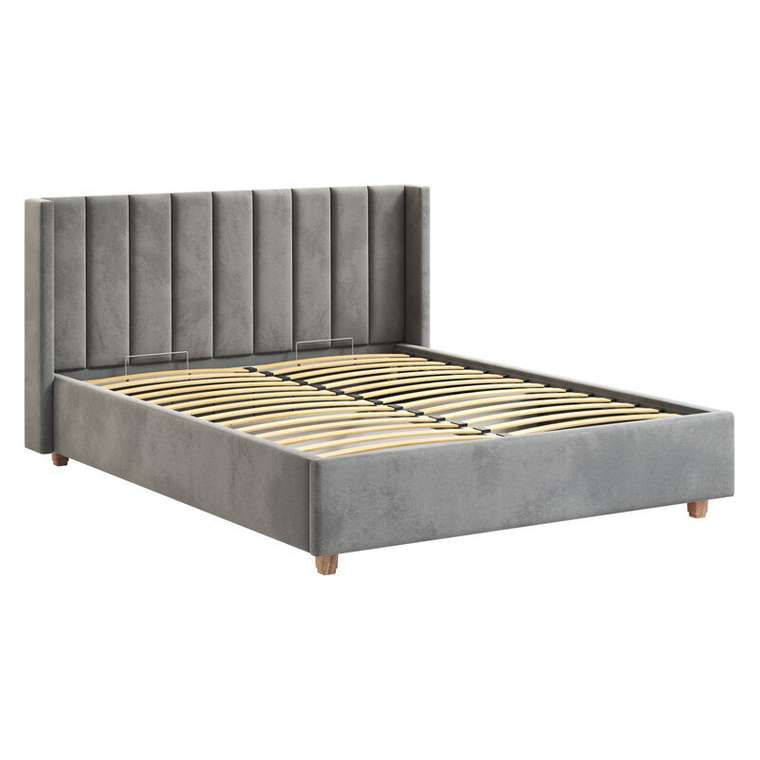 Кровать с мягким изголовьем Венера-9 160х200 серого цвета с подъемным механизмом