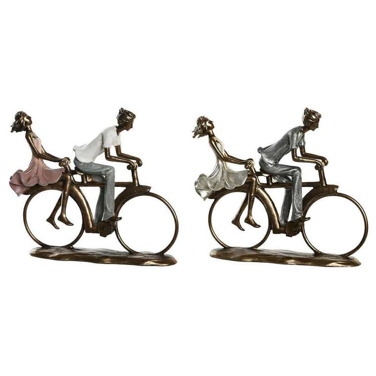 Декоративная фигура 27 x 9,5 x 23 cm Розовый Позолоченный Белый (2 штук)