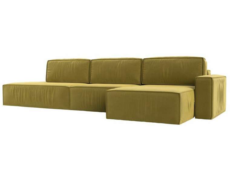 Угловой диван-кровать Прага модерн лонг желтого цвета правый угол