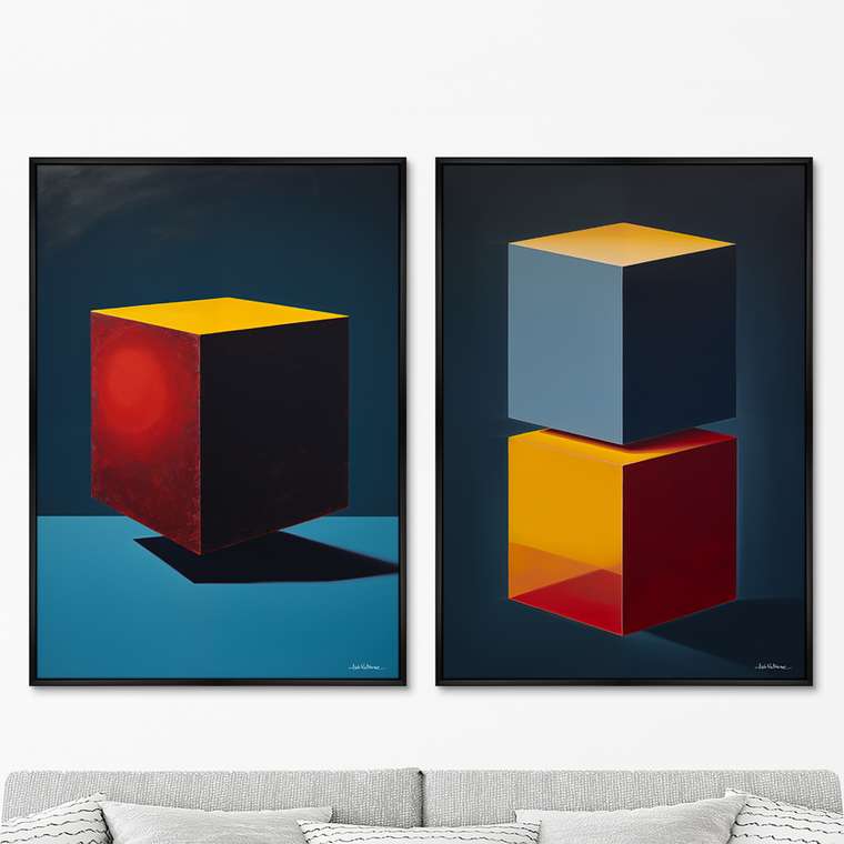 Набор из двух репродукций картин Cubes in colors, 2024г.