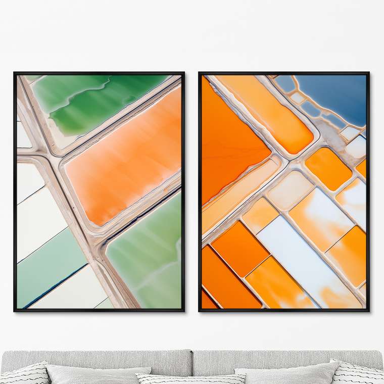 Набор из двух репродукций картин Salt lakes, orange, green, 2024г.