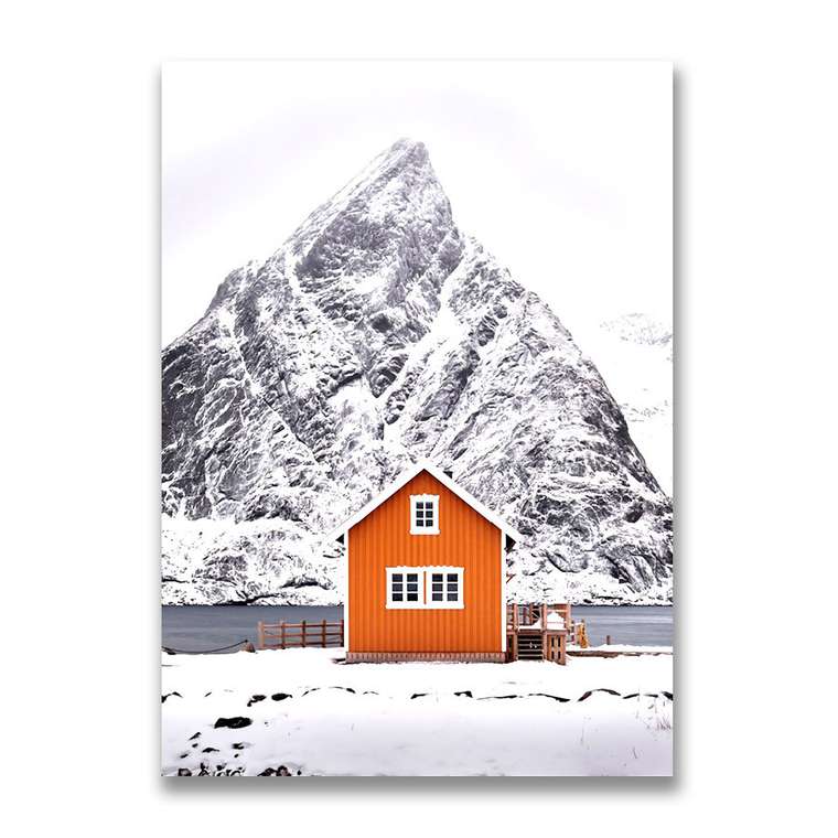 Картина на холсте Зимний домик 50х70 см