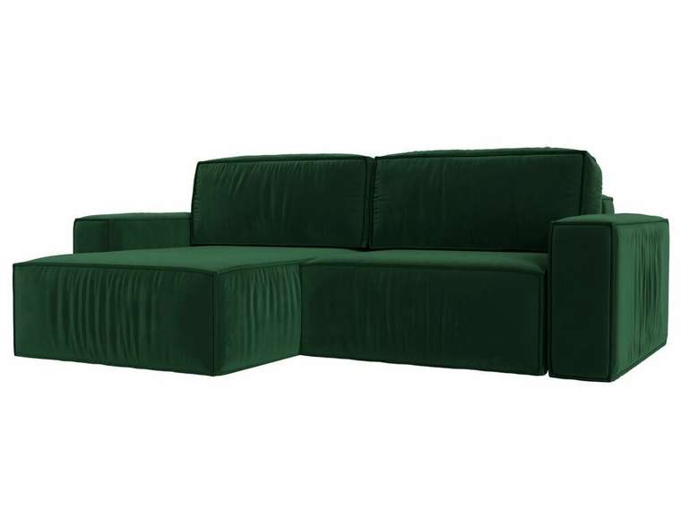 Угловой диван-кровать Прага классик зеленого цвета левый угол